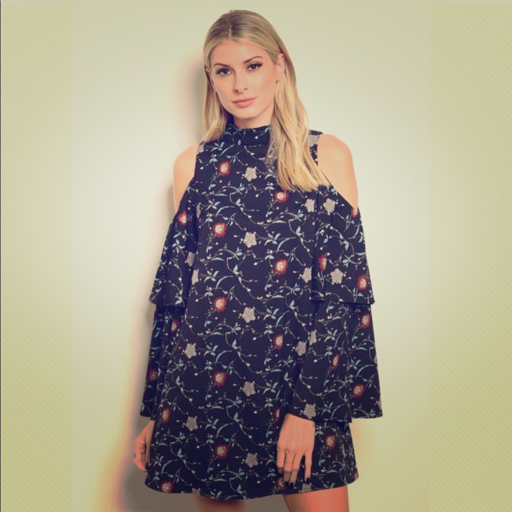 Floral Cold Shoulder Dress